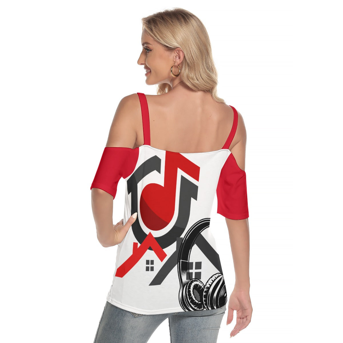 Mad Sexy Cold Shoulder T-shirt With Criss Cross Strips