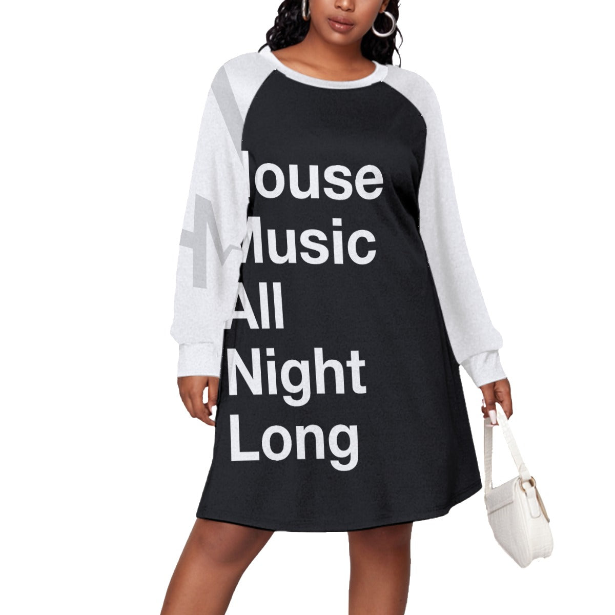 House Music Women's Dress With Raglan Sleeve(Plus Size)