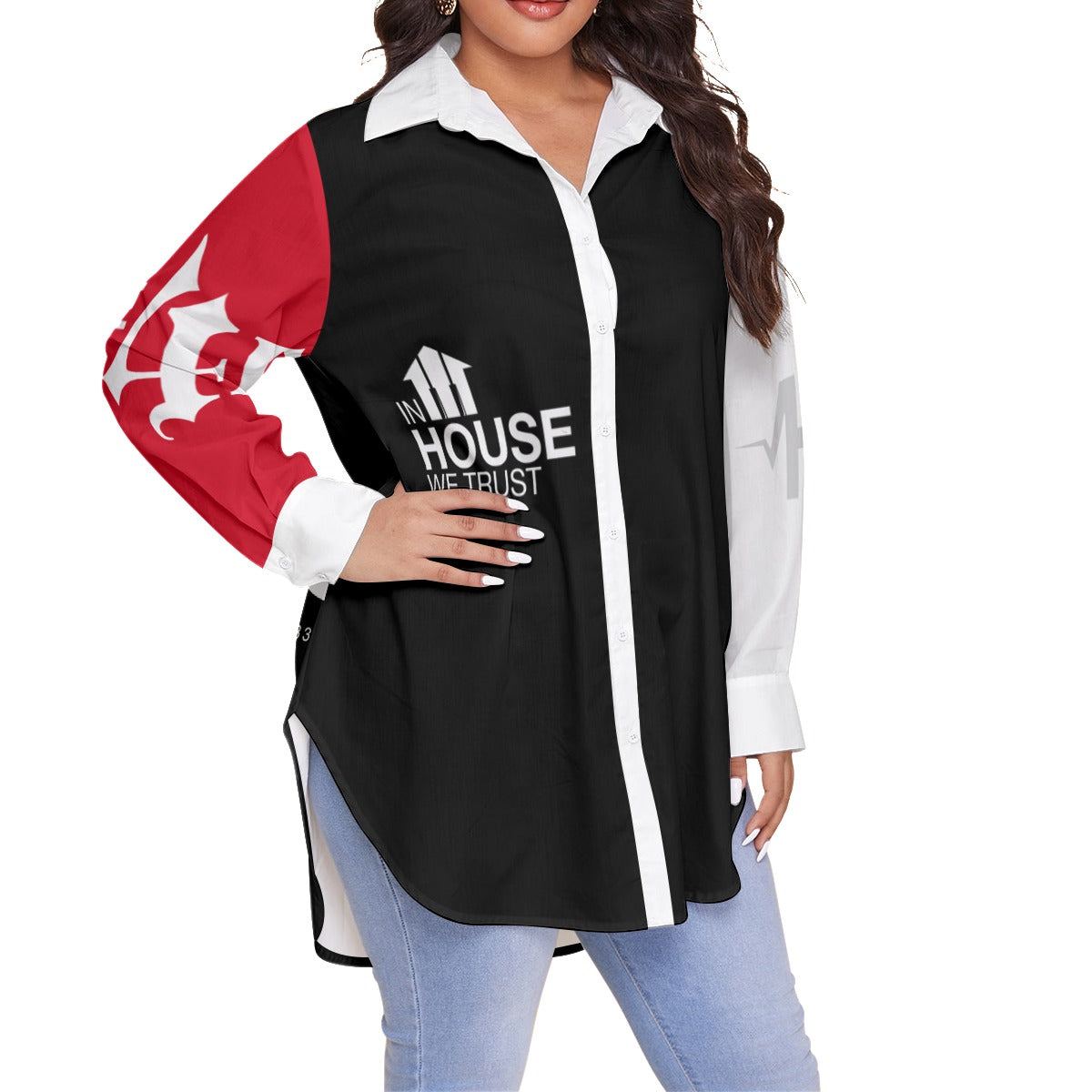 In House we Trust Women's Shirt With Long Sleeve(Plus Size)